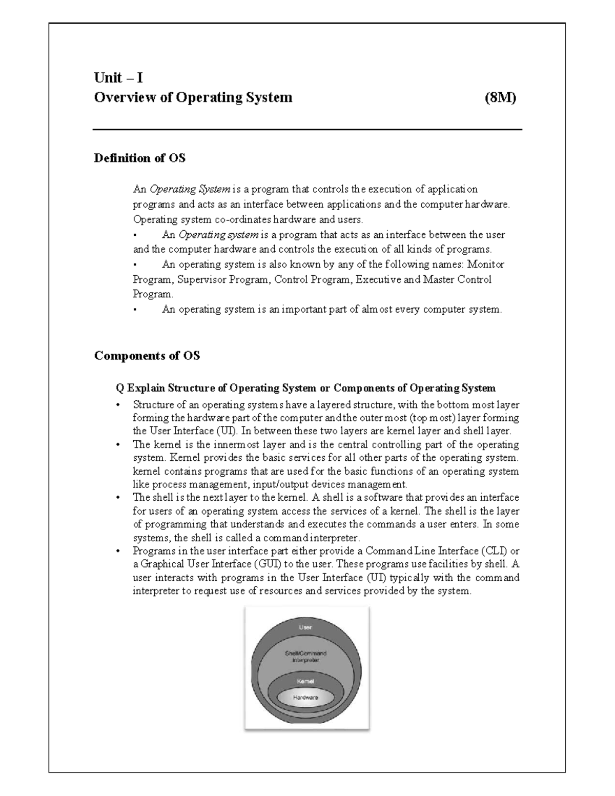 OSY Unit 1 - 3 Concise Notes on Operating Systems (8M) - Studocu