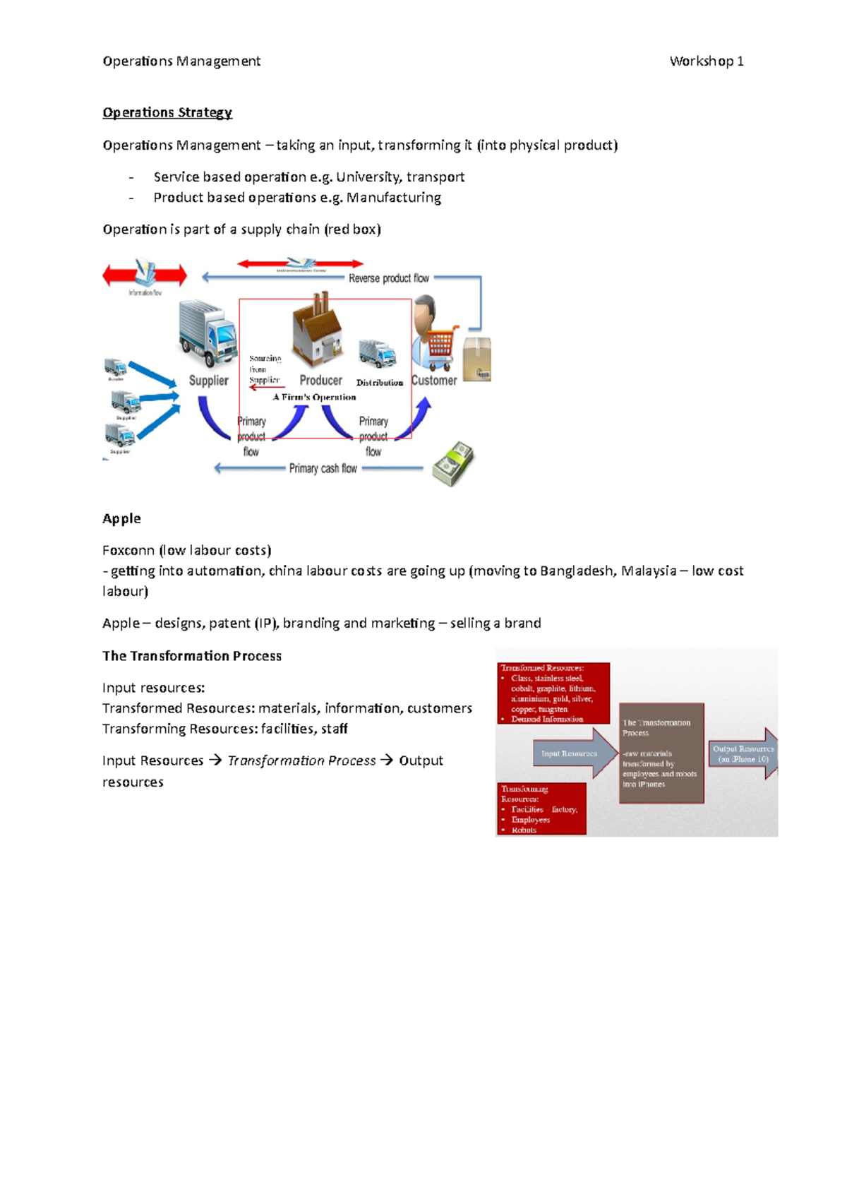 Workshop 1 - Operations Strategy - Operations Strategy Operations ...