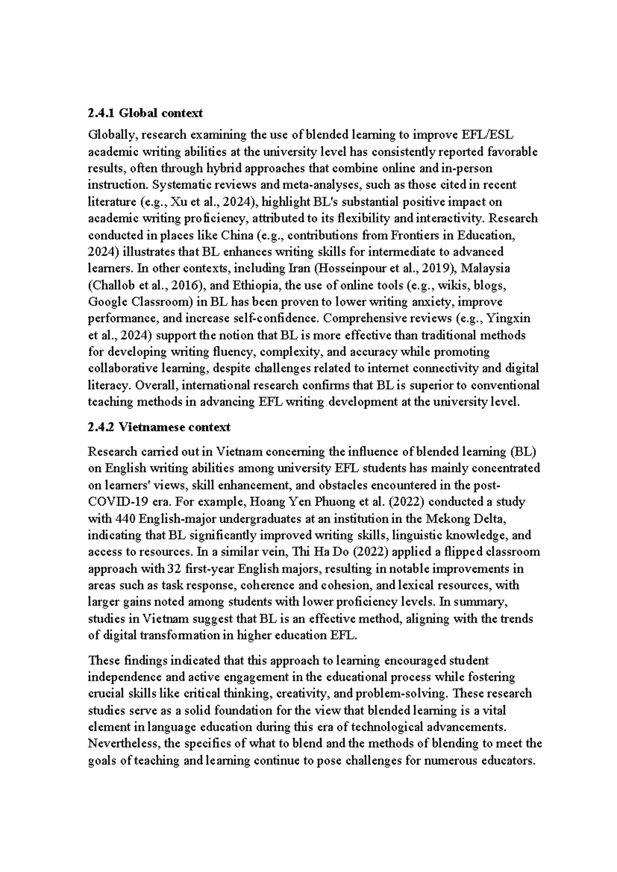 Empirical Studies on Blended Learning in EFL Writing Development - Studocu