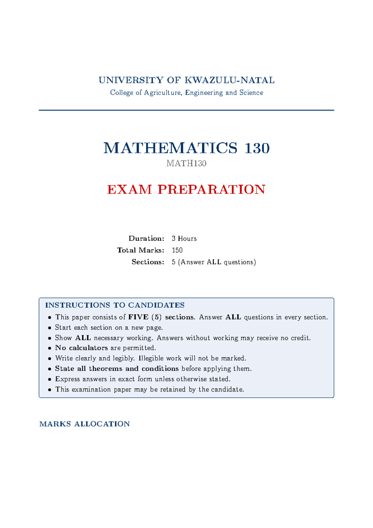 MATH130 Final Exam Preparation Guide for Mathematics 130 - Studocu