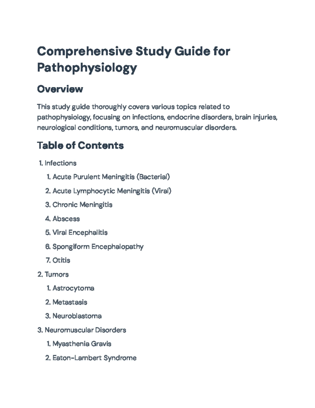 Pathophysiology Overview: Insights into Diseases and Disorders - To ...