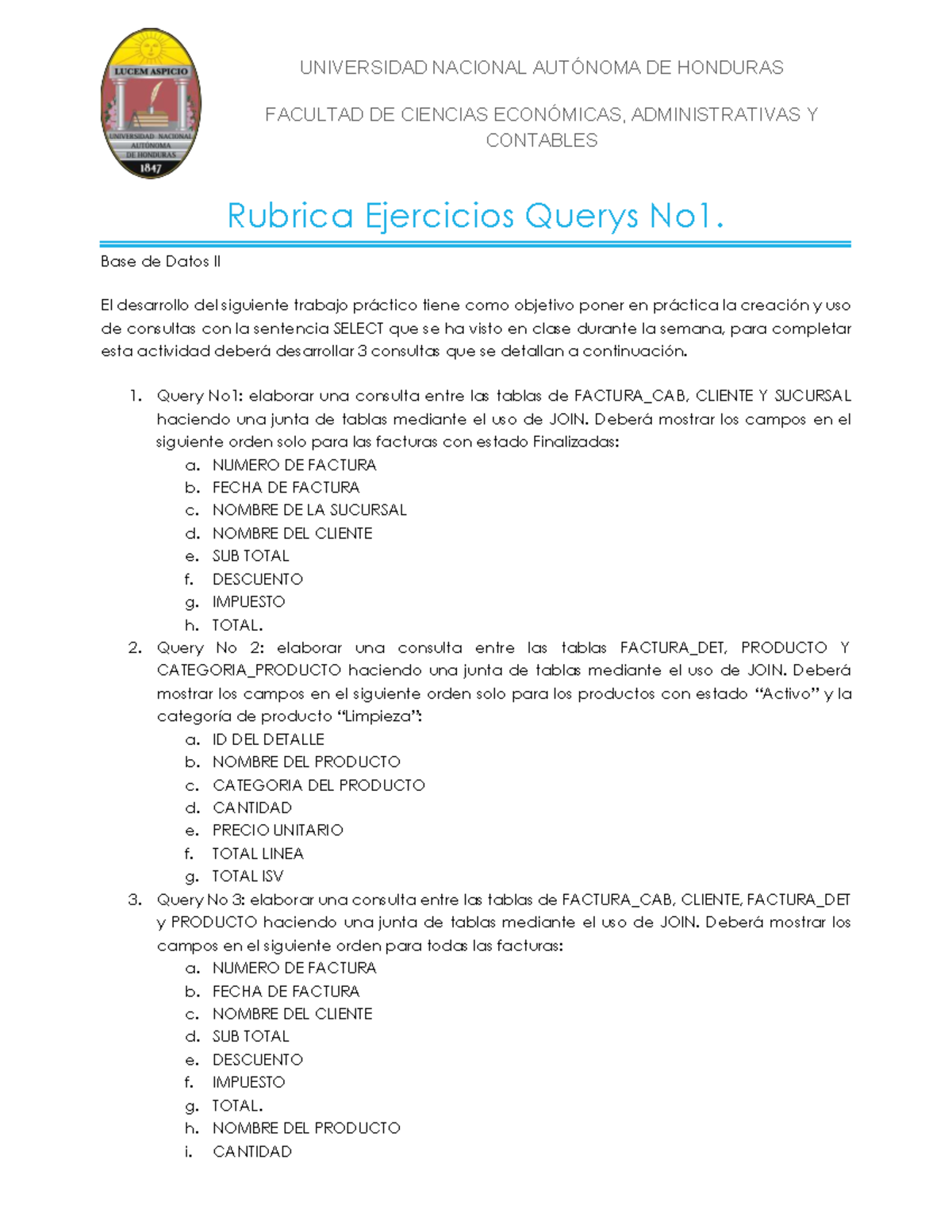 Ejercicios Querys No1 - BD II: Consultas SQL con JOIN - Studocu