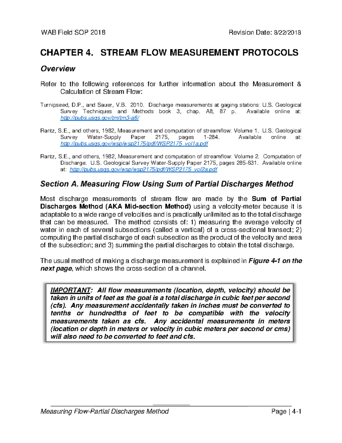 Stream flow measurment - Measuring Flow-Partial Discharges Method Page ...