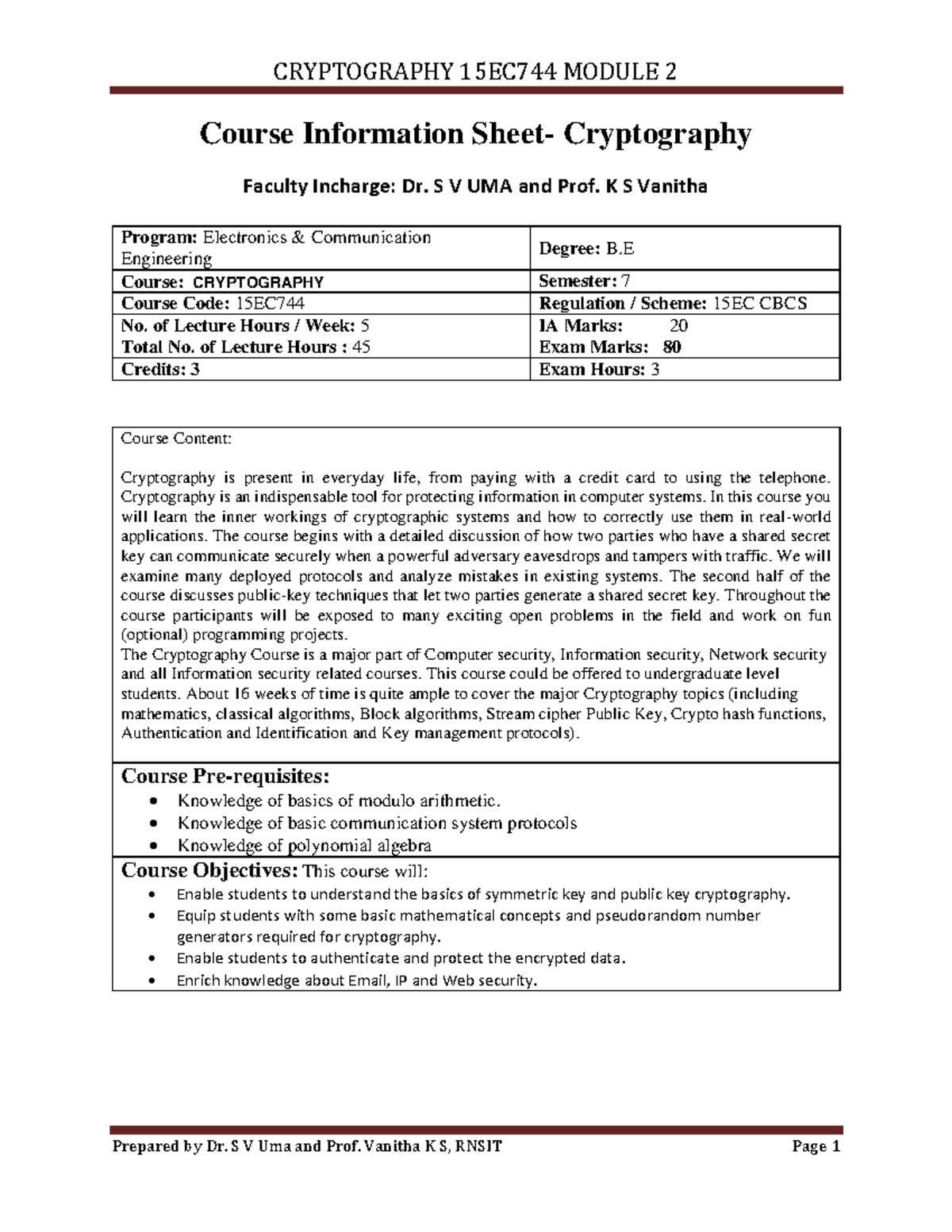 Module 2 Notes on Classical Encryption Techniques in Cryptography ...