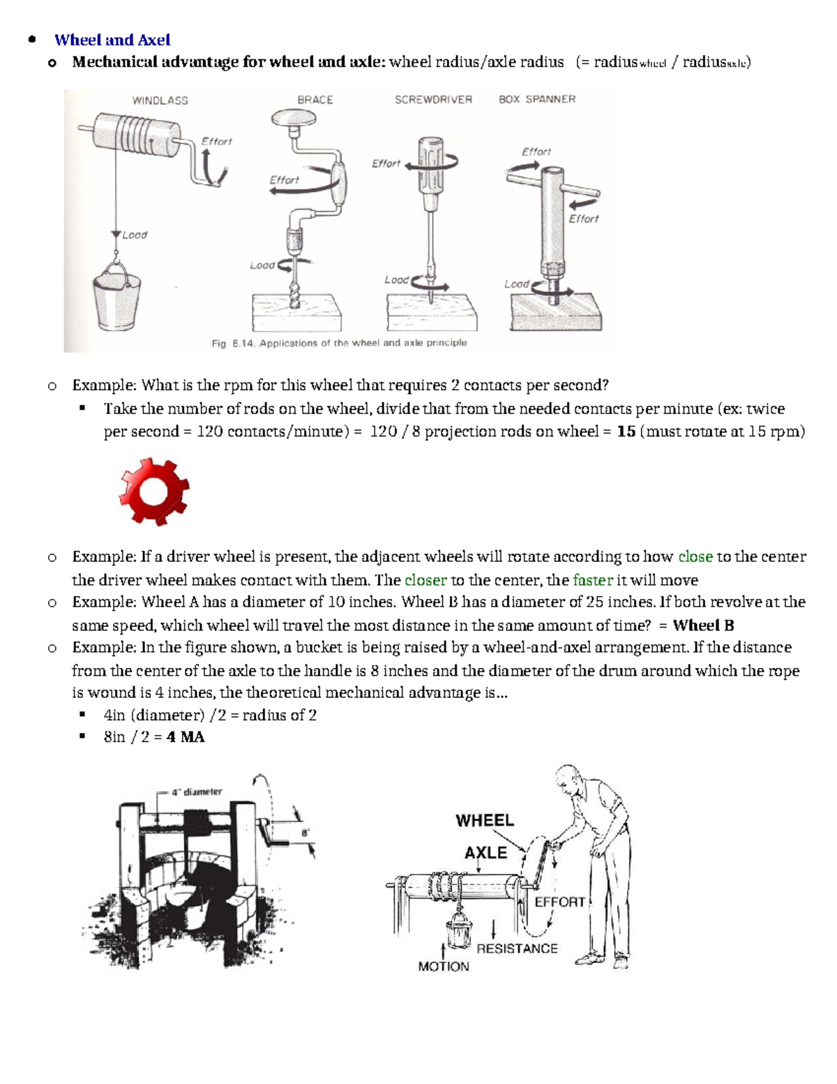 MECH 101: Wheel and Axle Mechanical Advantage Guide - Studocu