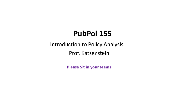 PubPol 155: Key Concepts in Program and Policy Evaluation - Studocu