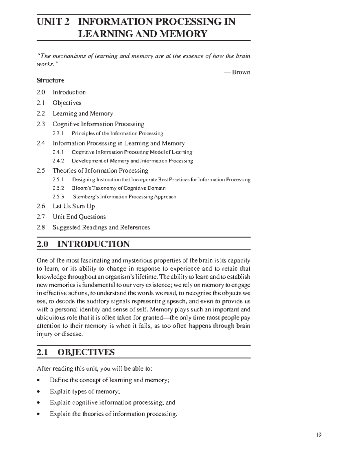 Unit 2: Cognitive Processing in Learning & Memory - PSY 101 - Studocu