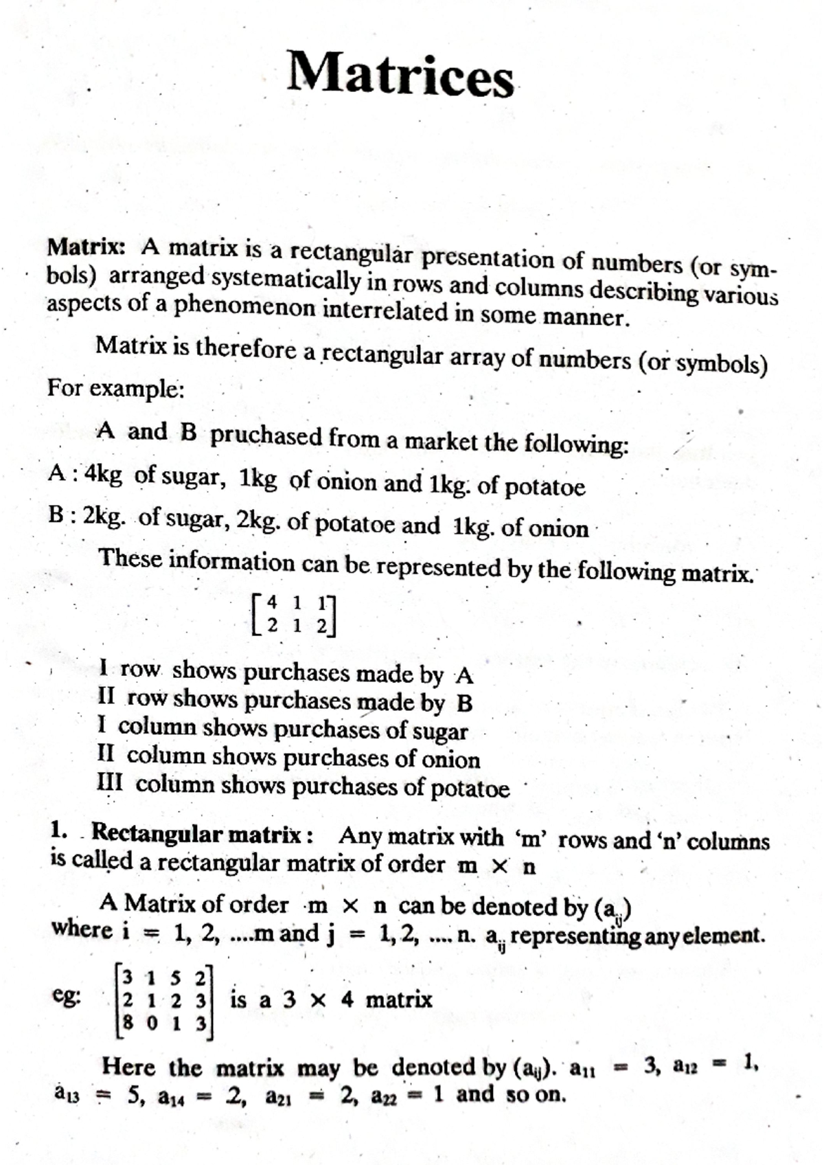 Matrices 1 - Comprehensive PDF Notes on Matrix Concepts - Studocu