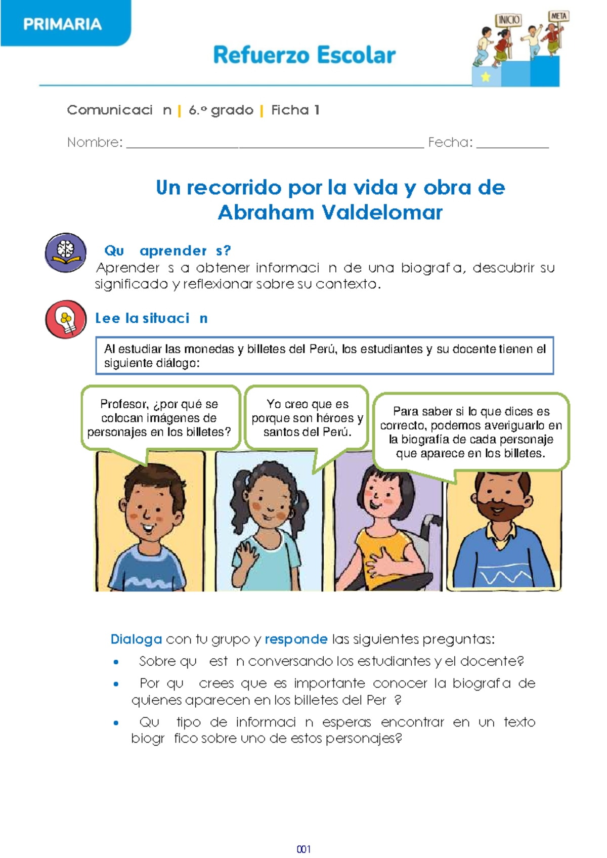 Fichas de Refuerzo Escolar: Comunicación 6to Grado - Biografías de Escritores - Document Preview
