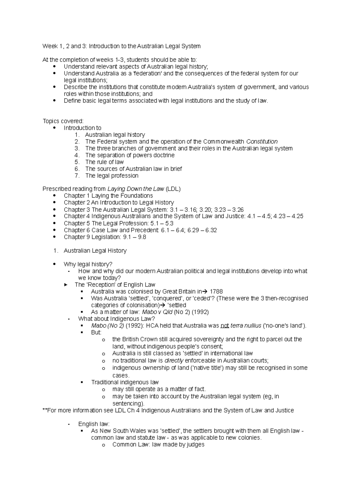 Week 1-3 Lecture Notes LLB101 - Week 1, 2 and 3: Introduction to the ...