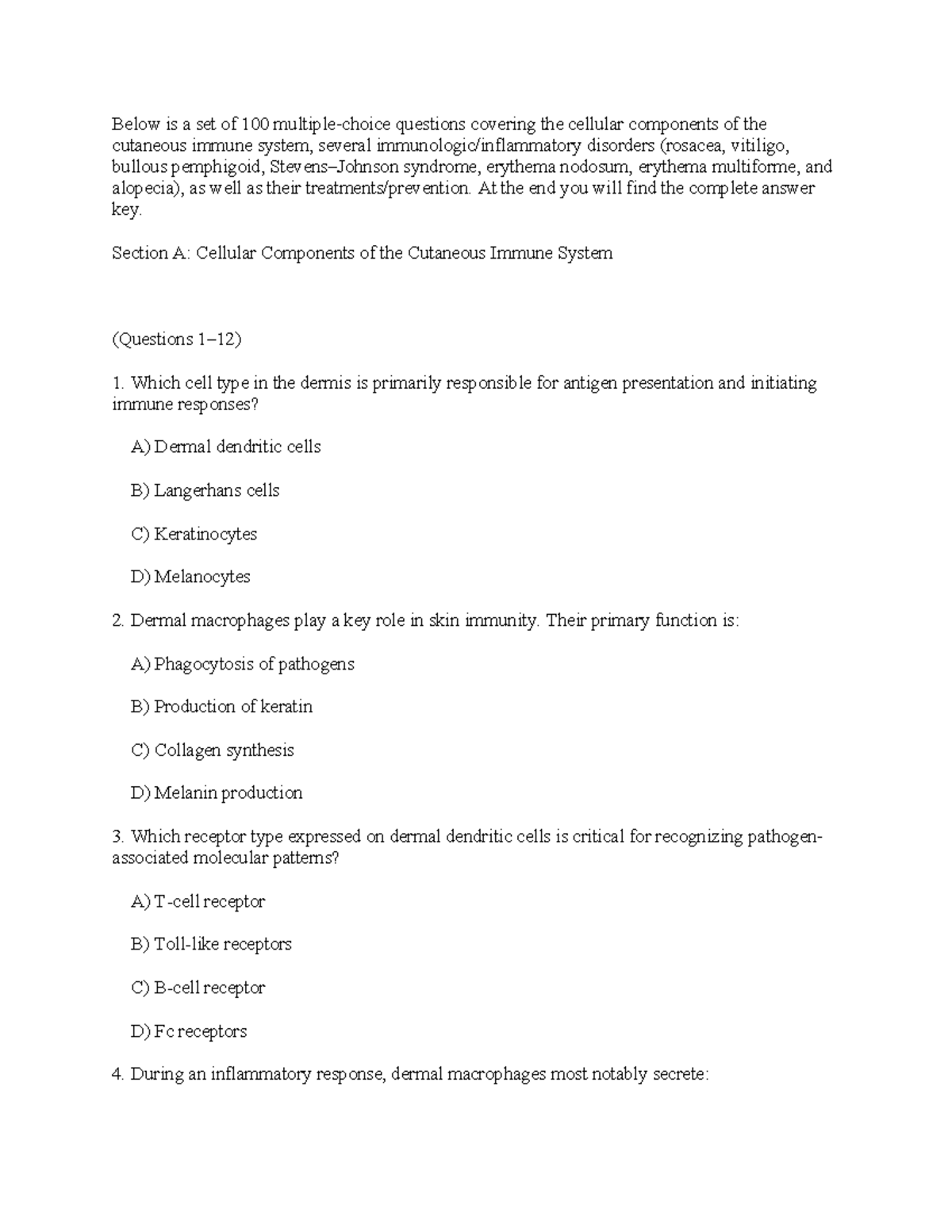 Cutaneous Immune System Disorders: Q&A for INTEG 101 Final Exam - Studocu