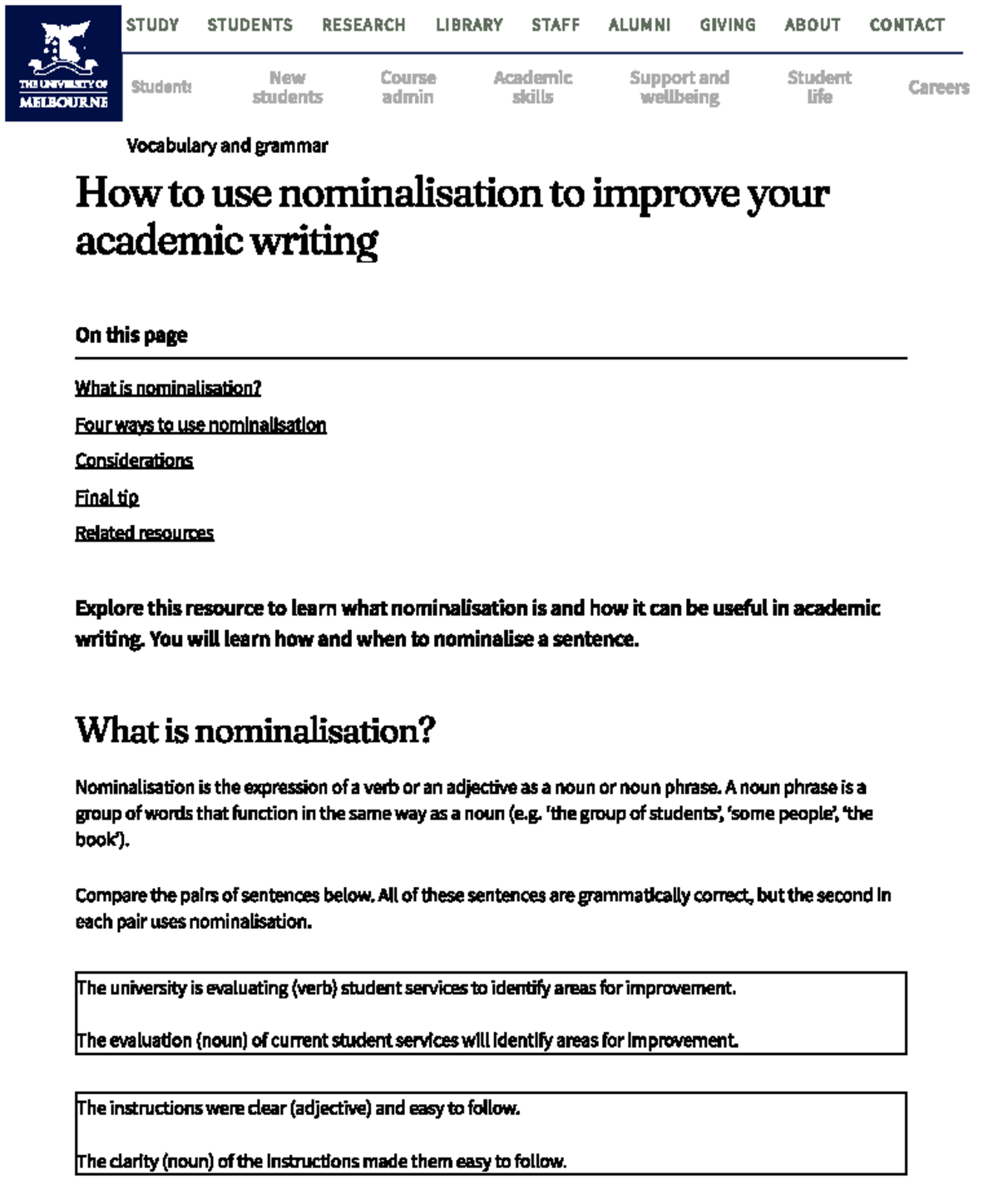 Nominalisation Techniques for Academic Writing - Course Code: ACAD101 ...