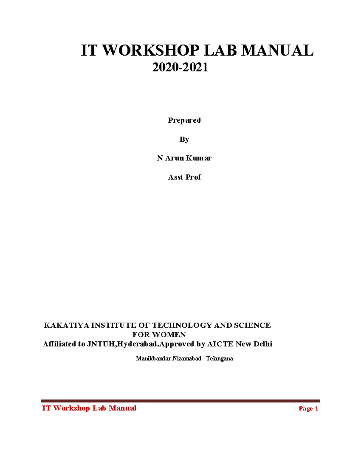 ITWS 101: IT workshop lab manual and practical tasks - Studocu