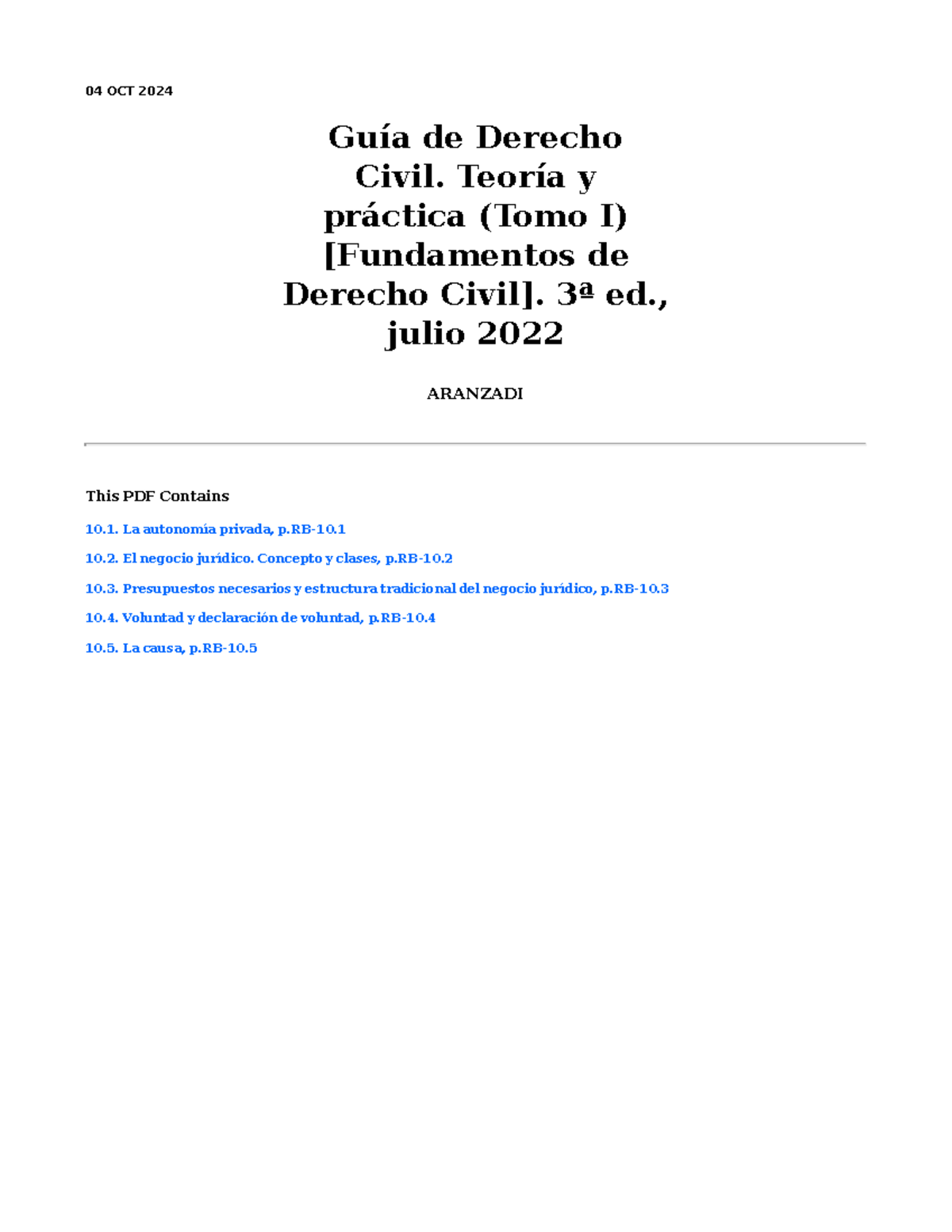 Manual Introducci N Derecho Civil Oct Gu A De Derecho Civil