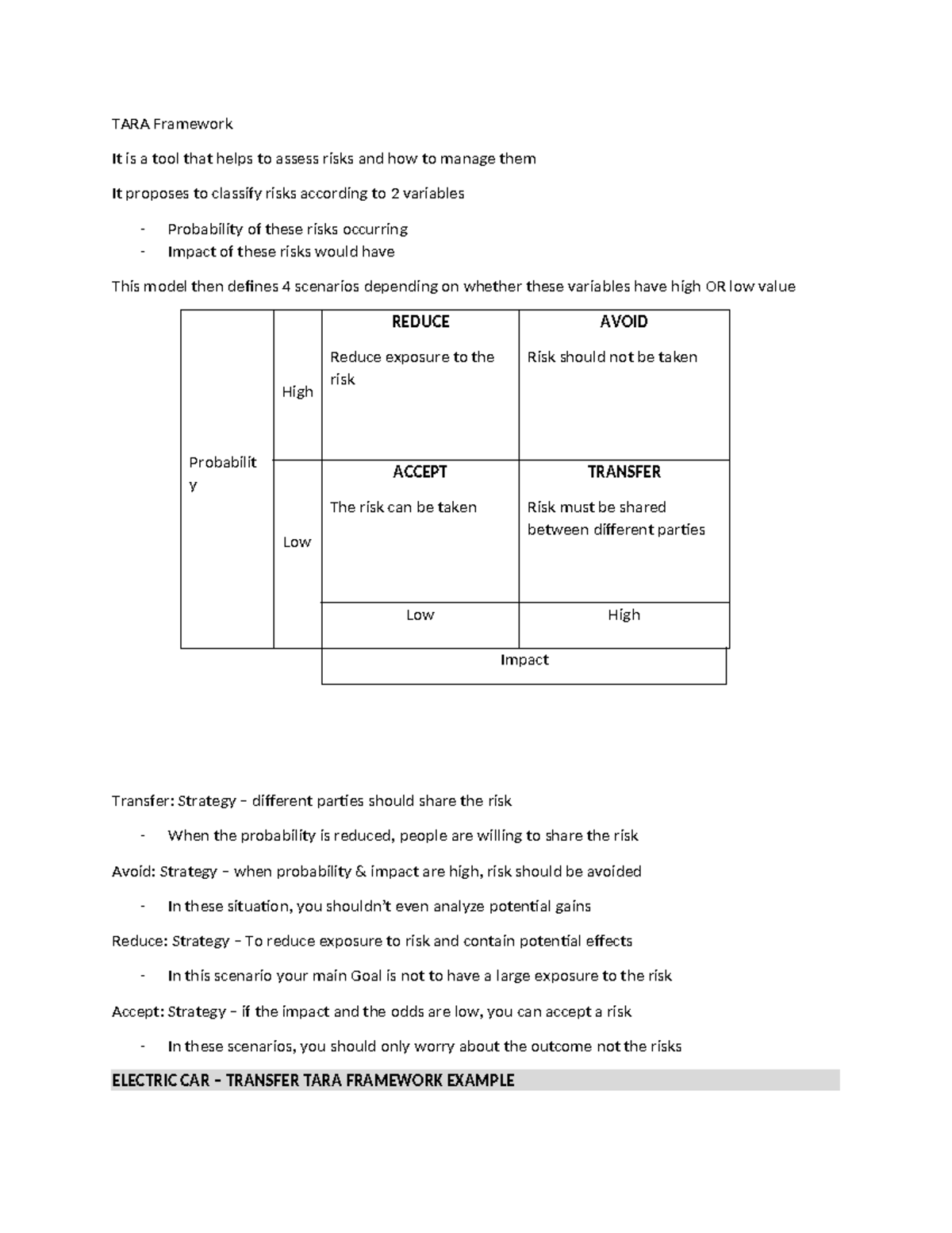 TARA Framework - Practical Risk Management Strategies - Studocu
