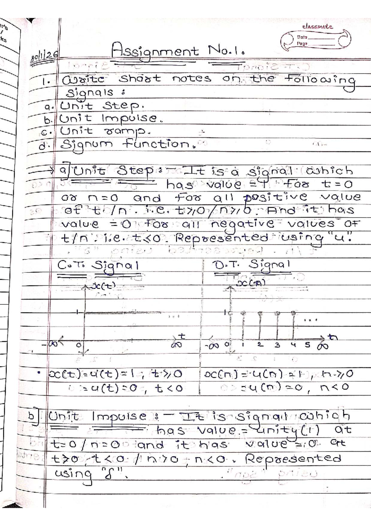 Signals and Systems: Short Notes on Unit Step, Impulse, Ramp, and ...