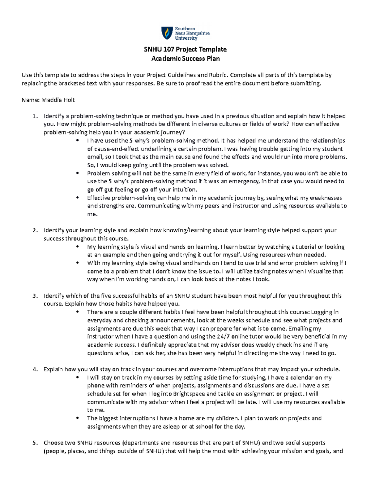 SNHU 107 Project Template - SNHU 107 Project Template Academic Success ...