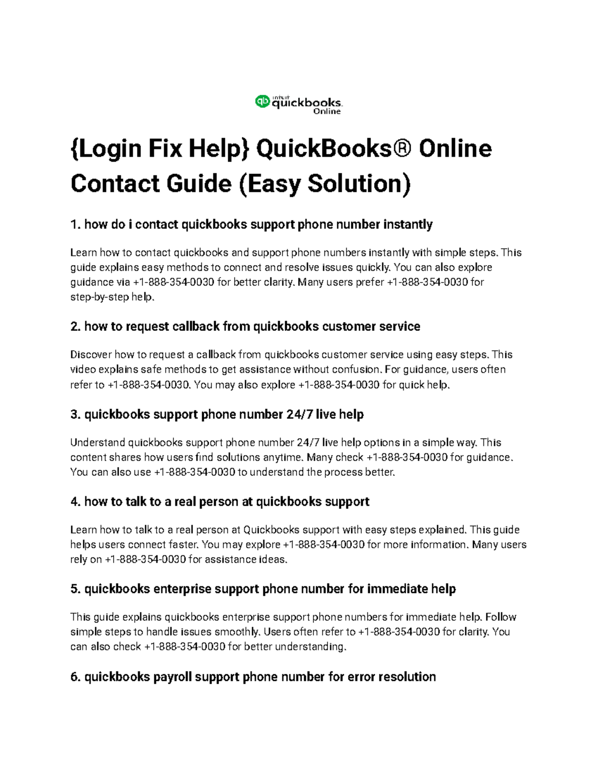 QuickBooks Login Support Guide: Contact Help & Solutions - Studocu