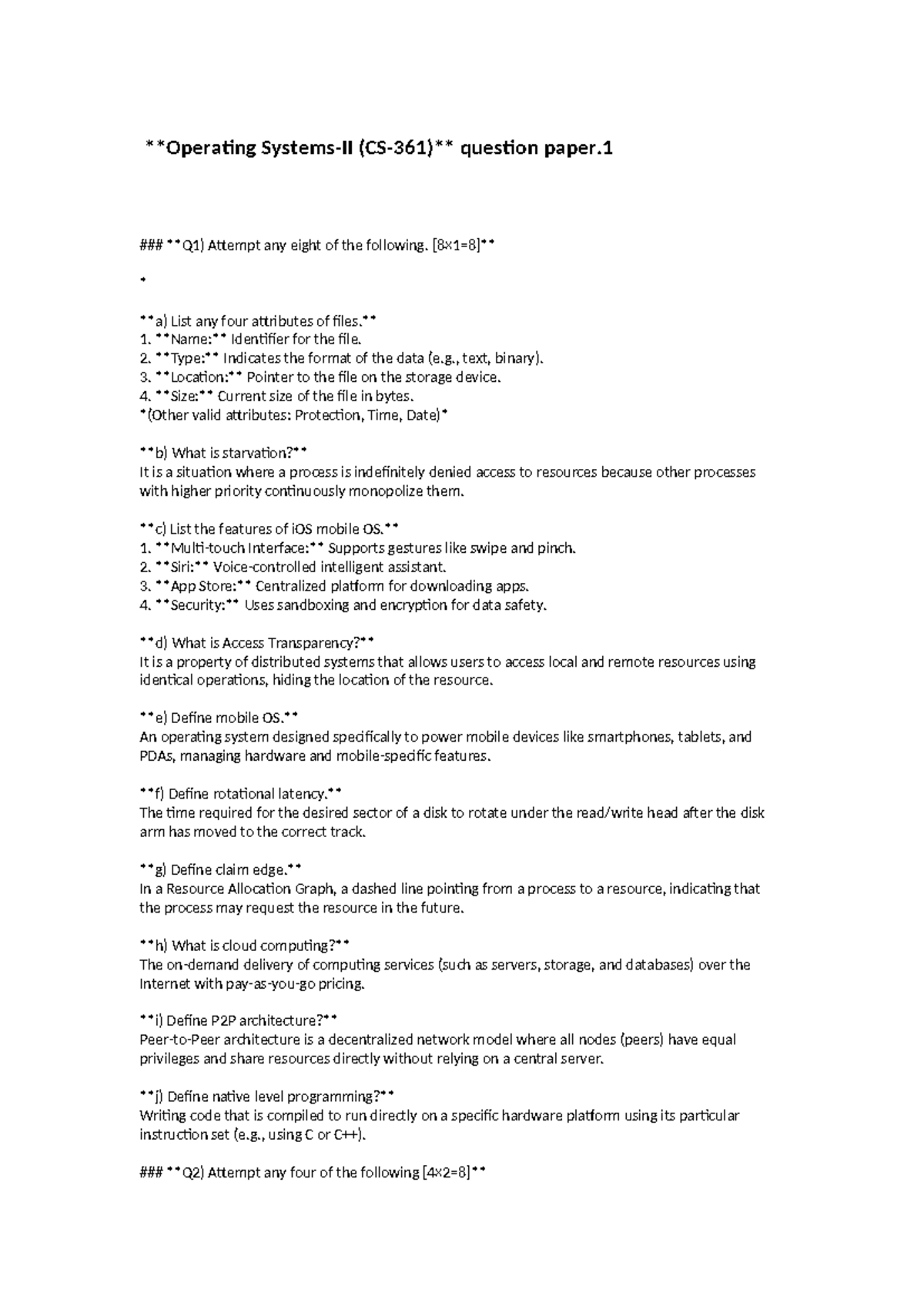 Sem 6 Operating Systems 2 - Operating Systems-II (CS-361) question ...