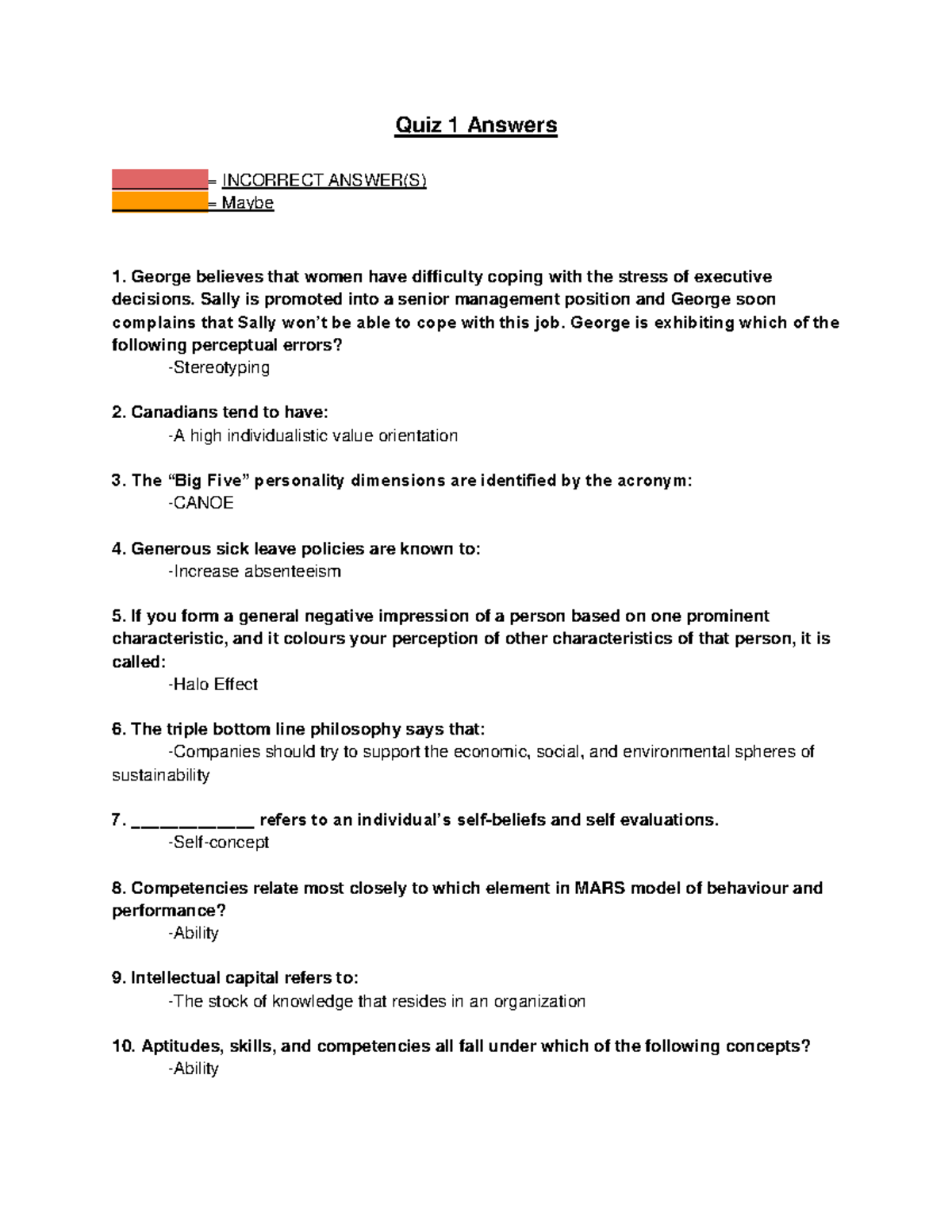 Quiz 1: Comprehensive Answers and Explanations - Studocu