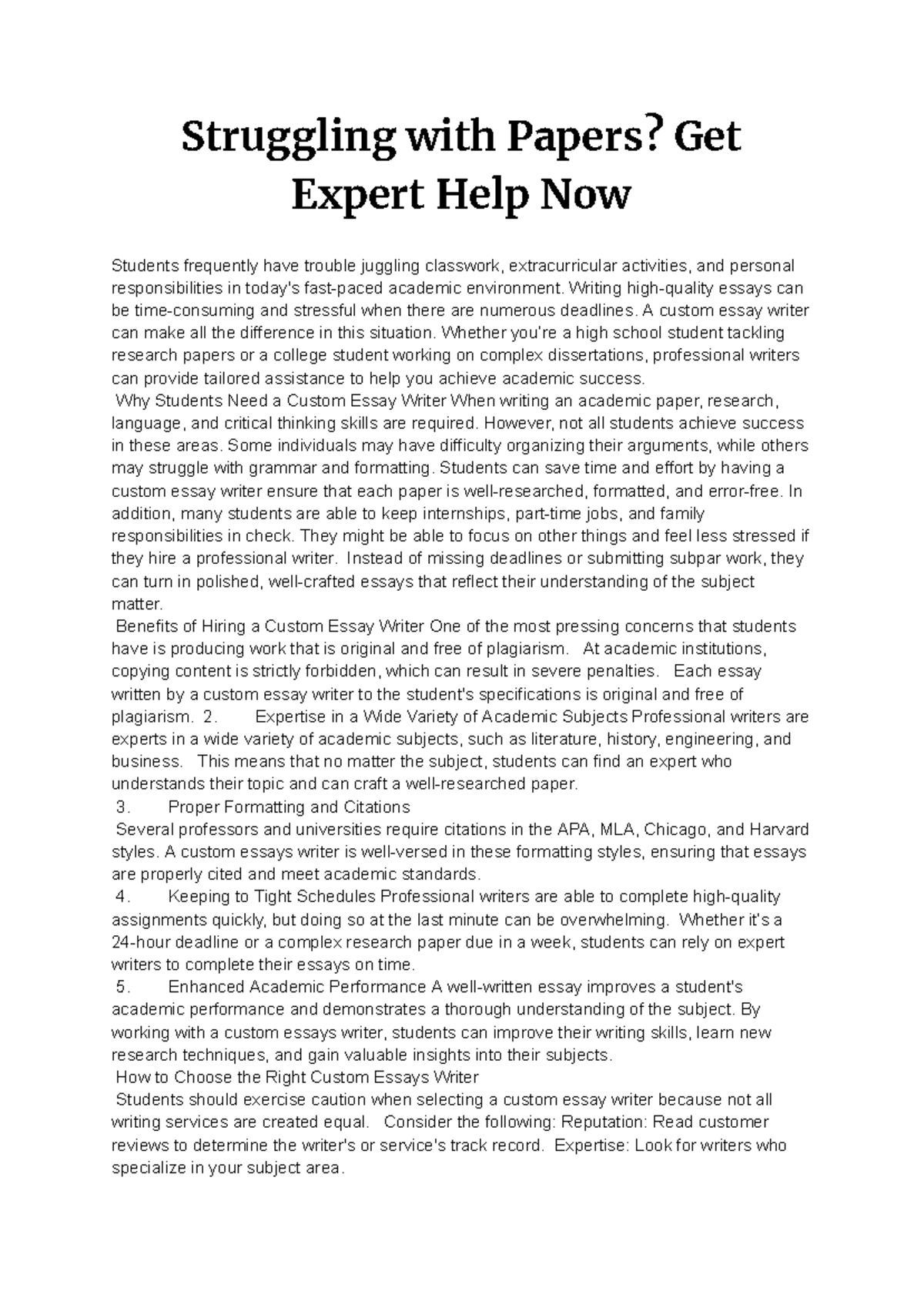 Struggling with Papers - Writing high-quality essays can be time ...