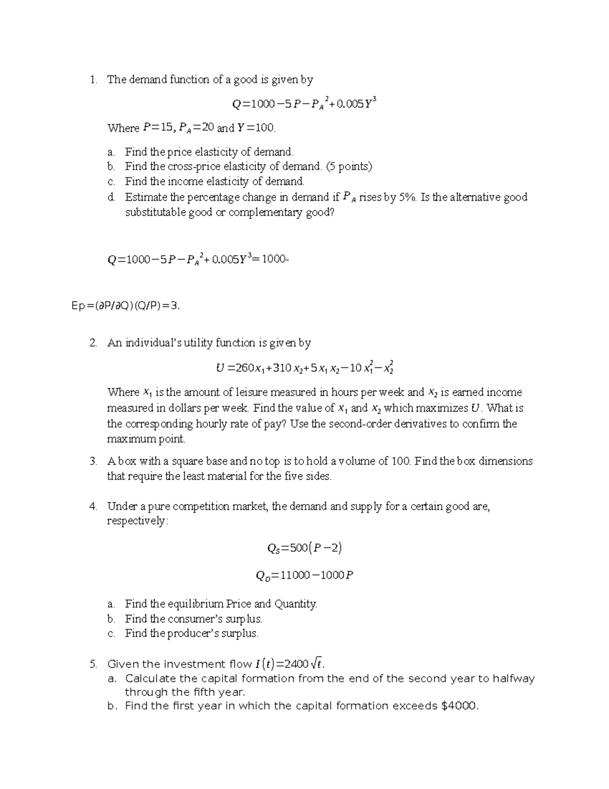 Practice Problems for Chapters 5, 6, 7, 8 (1) - Economics Analysis ...