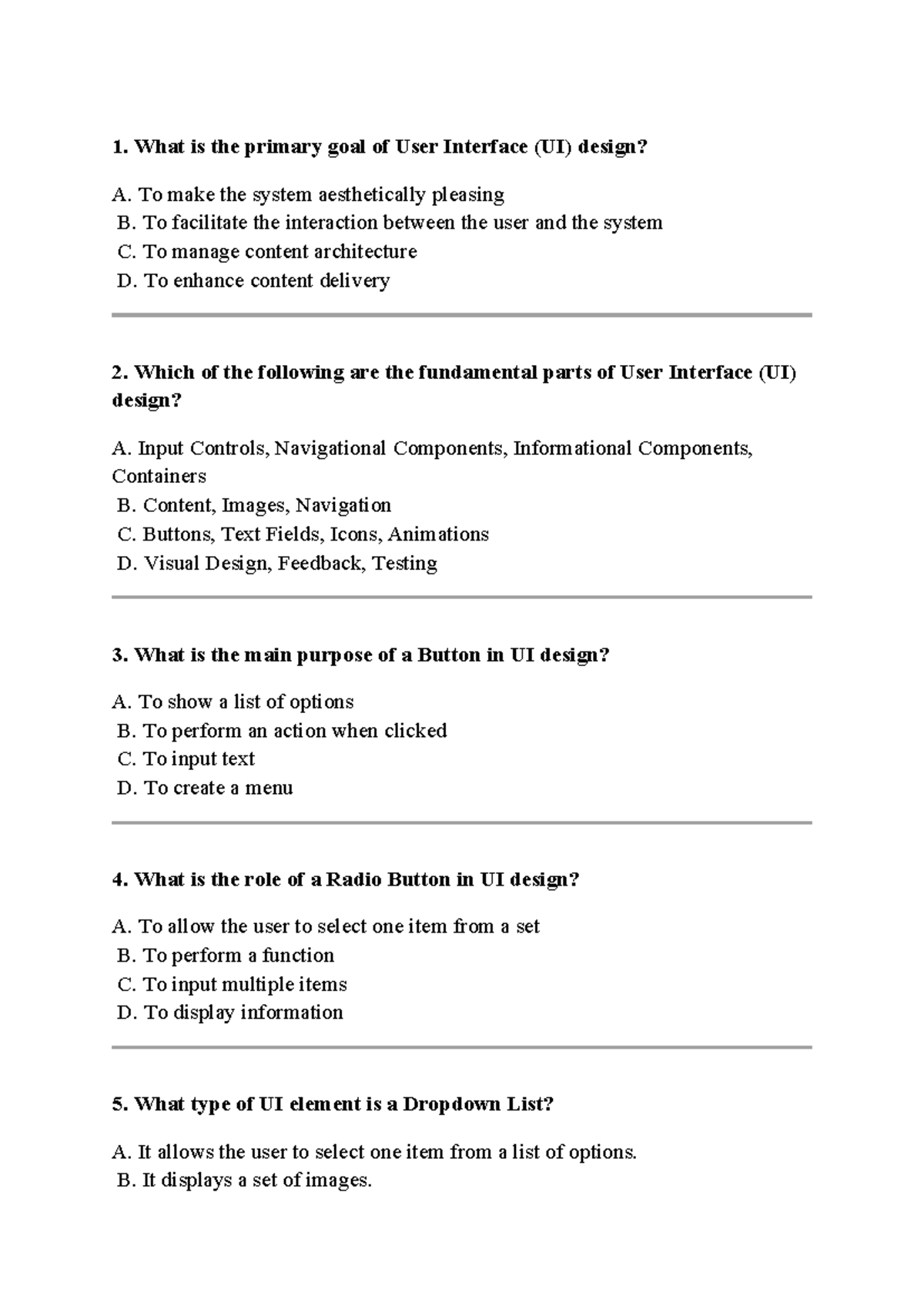 Quiz 1 - User Interface (UI) Design Principles and Concepts - Studocu