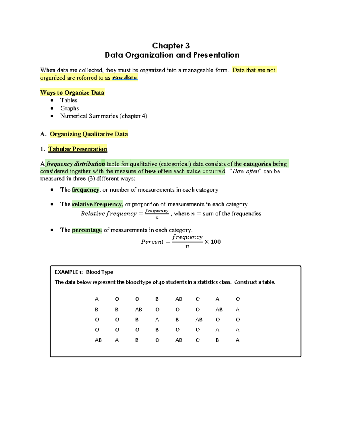 Lesson 3 - Organizing and Presenting Data in Statistics Module - Studocu