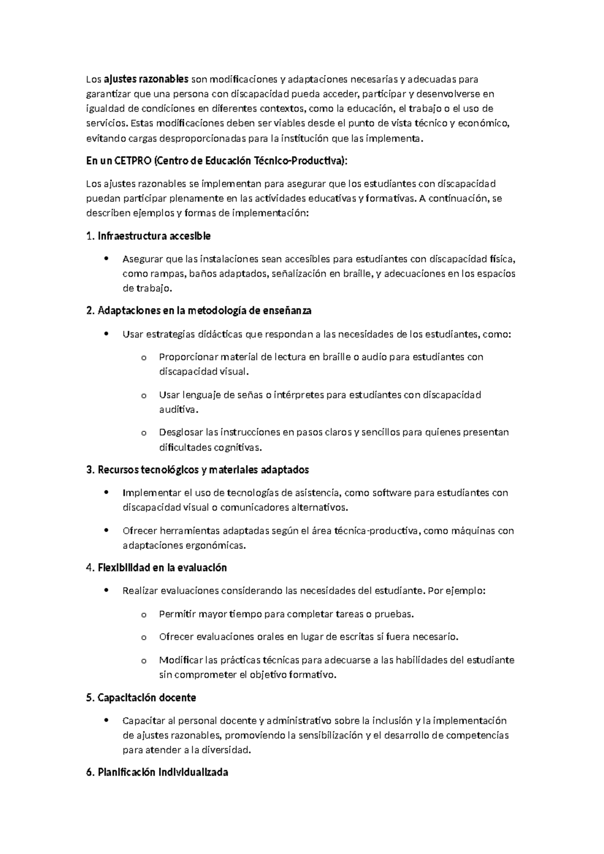 Ajustes Razonables en CETPRO: Inclusión y Accesibilidad Educativa - Studocu