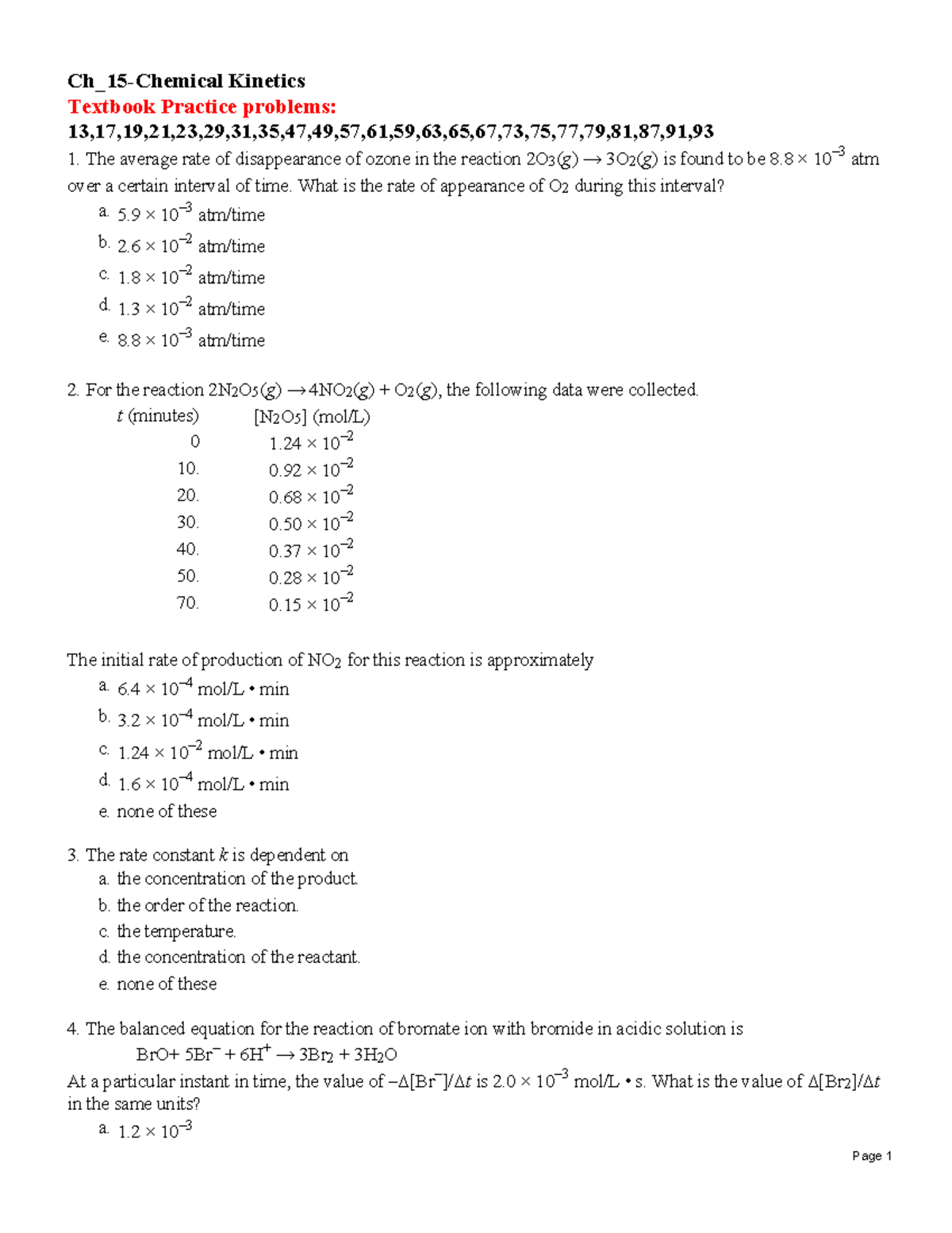 Ch_15-Chemical Kinetics Practice Problems - Studocu
