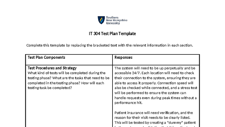 IT 304 Final Exam: System Test Plan Outline and Guidelines - Studocu