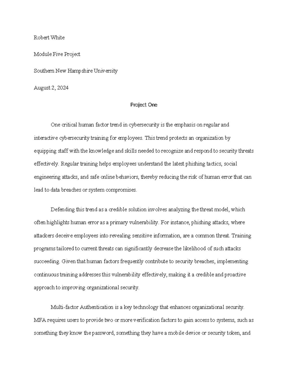 Project One Module 5 - Dont use - Robert White Module Five Project ...