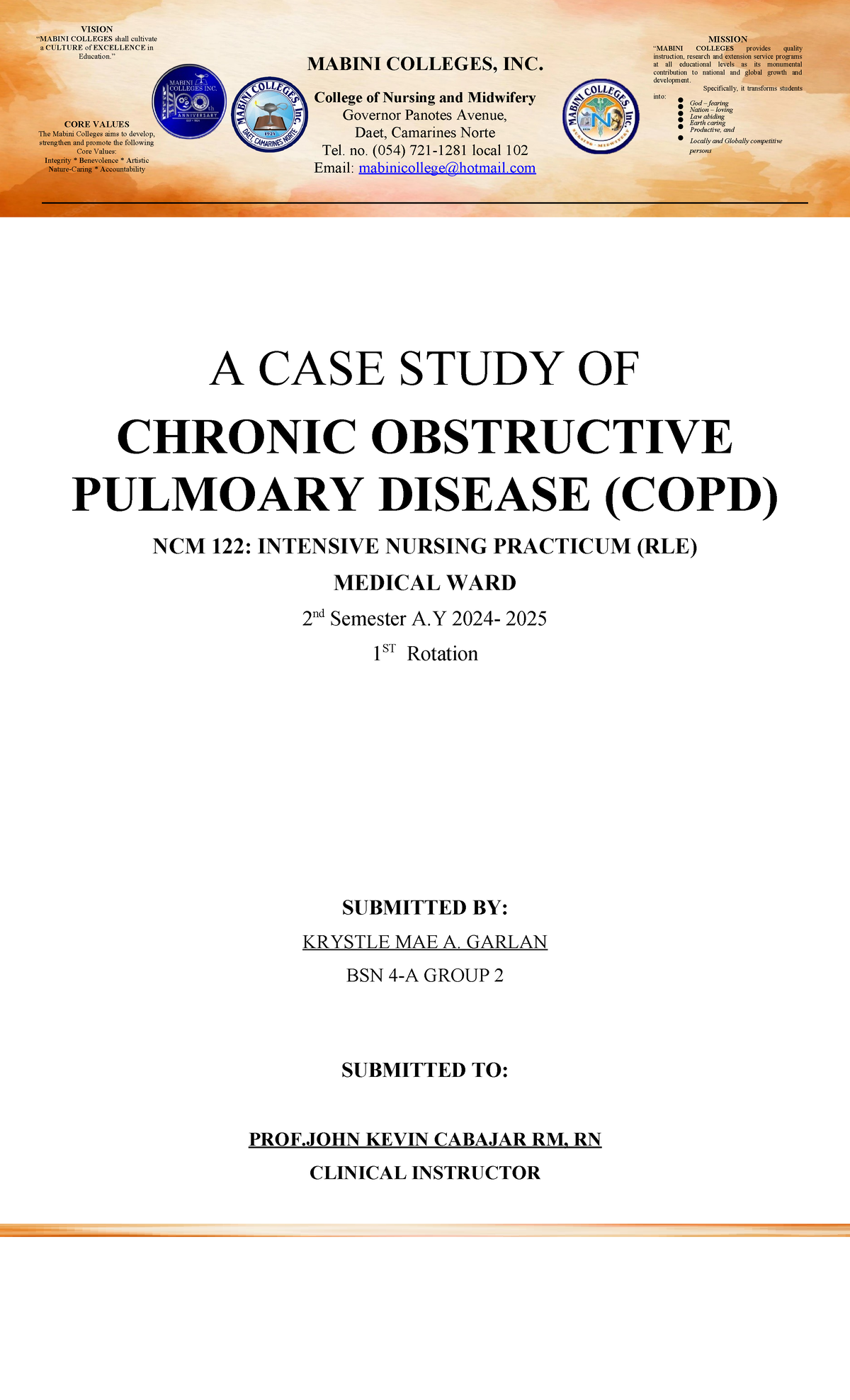 **NCM 122: Case Study on COPD - Understanding Chronic Respiratory ...