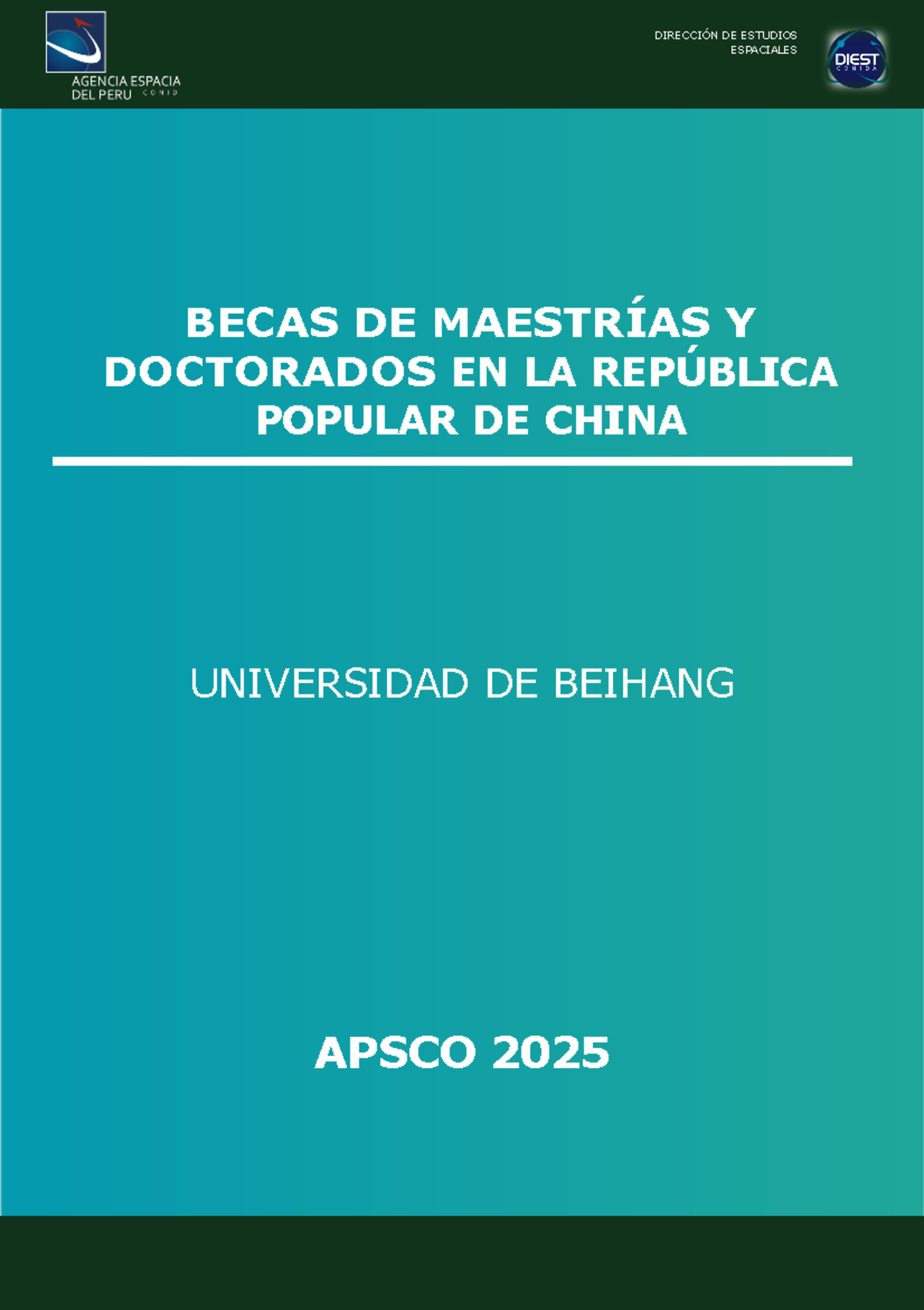 Convocatoria Becas Maestrías y Doctorados 2025 - Beihang APSCO - Studocu