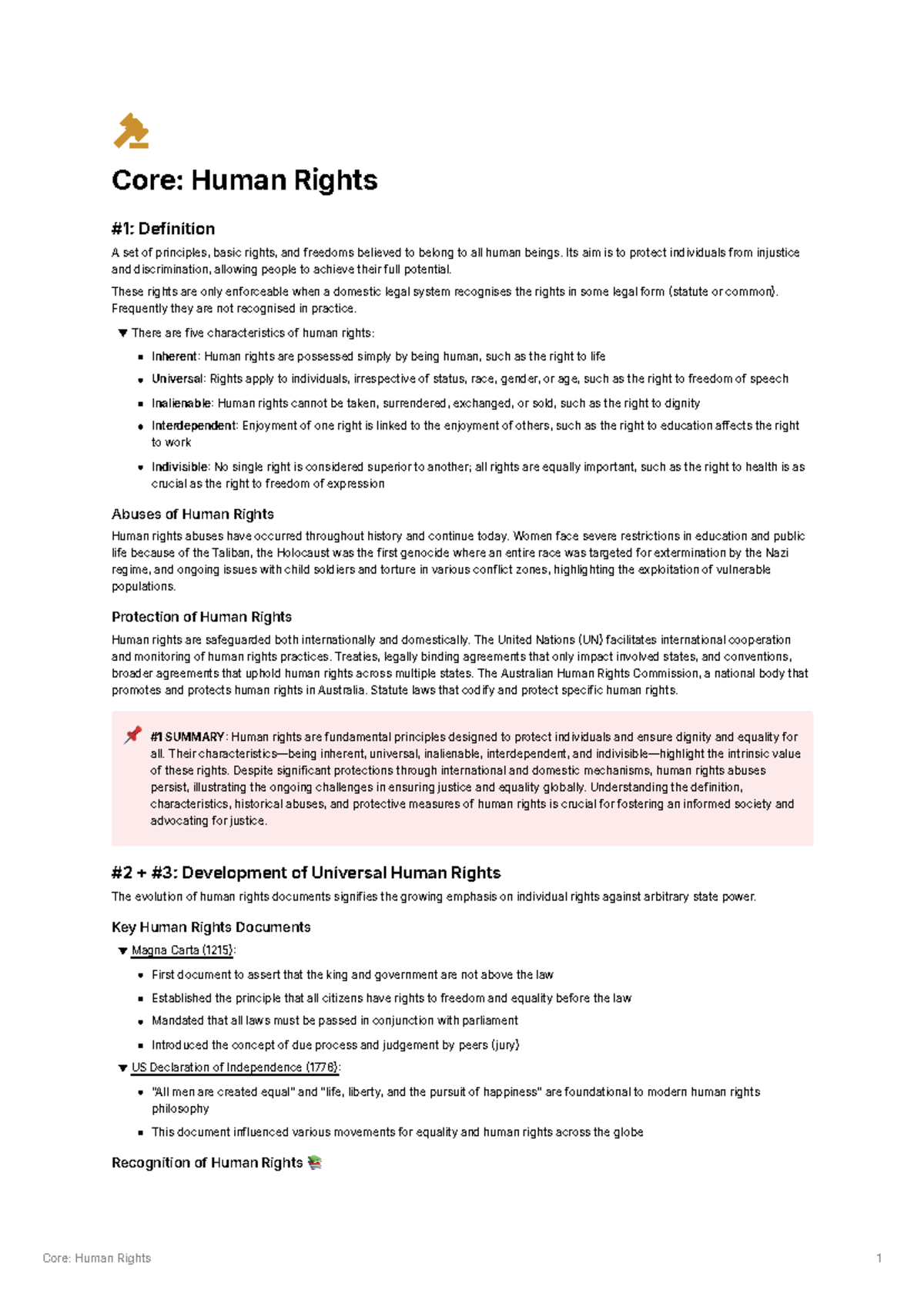 Core Human Rights Overview: Definitions, Documents, and Challenges ...