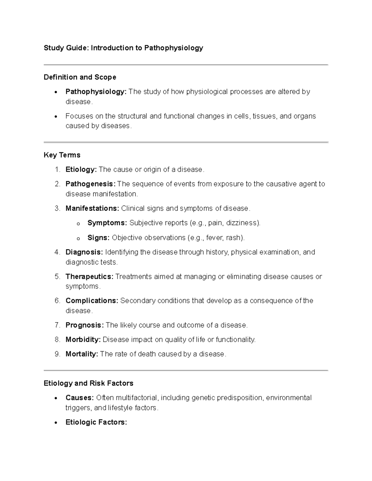 Comprehensive Study Guide for Path1016: Pathophysiology Overview - Studocu