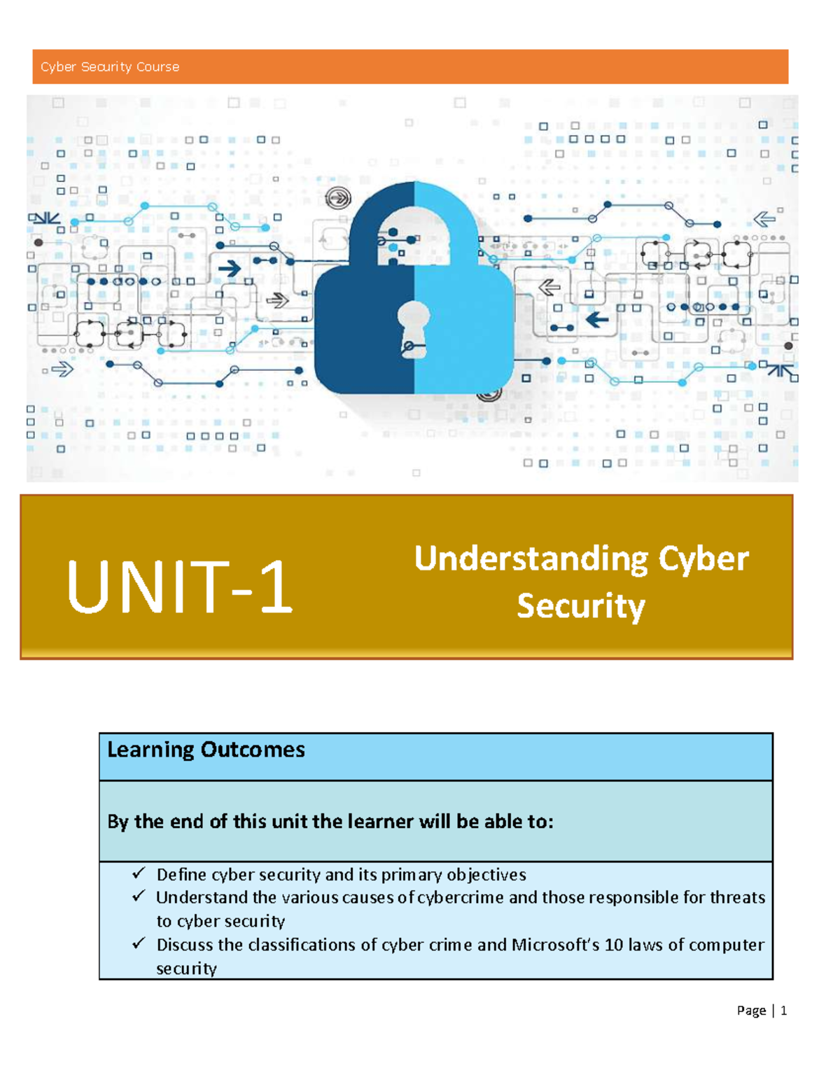 Cyber Security Course: Unit 1 - Understanding Cyber Security Concepts ...