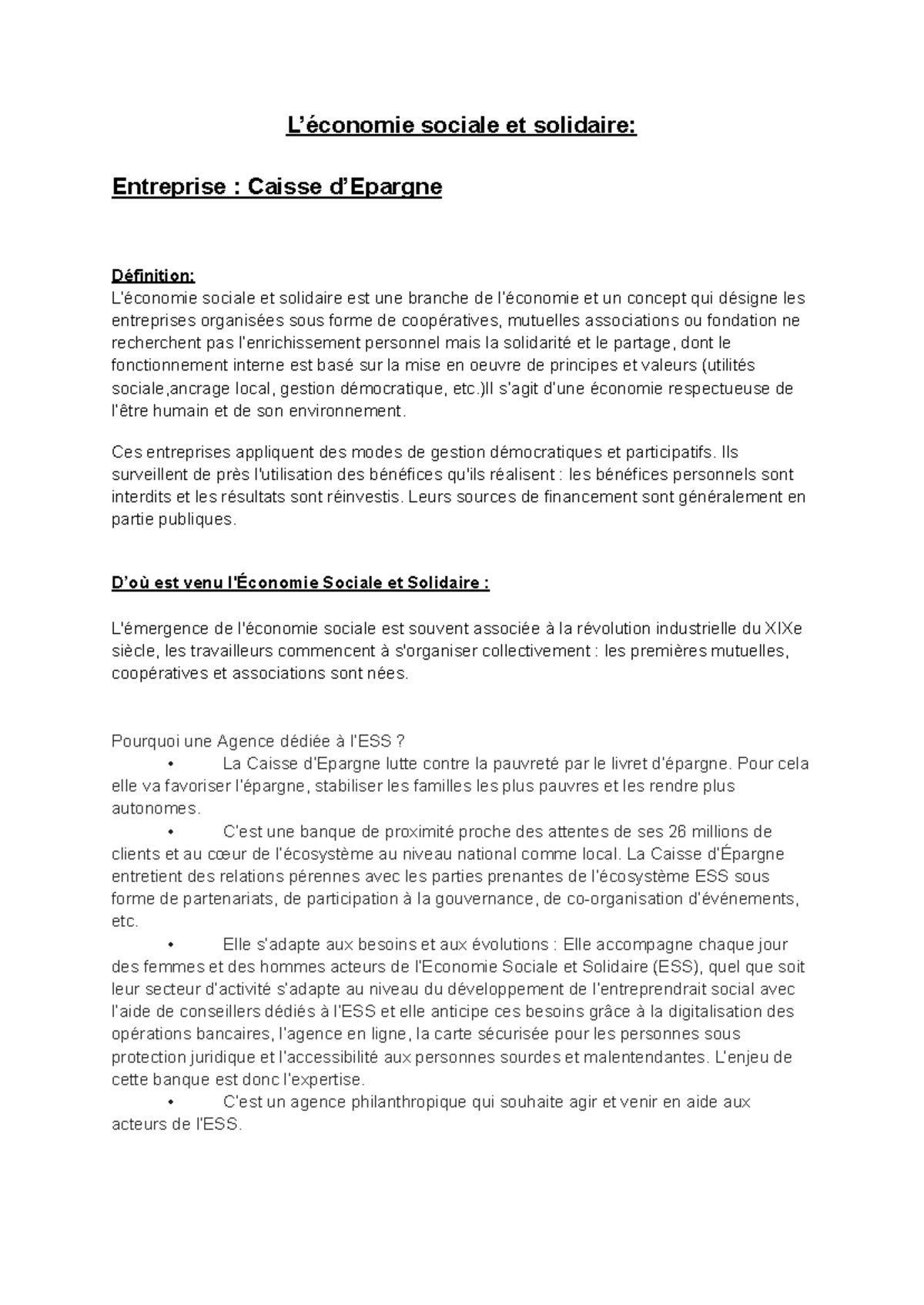 Exposé éco ESS - éxposé est - L’économie sociale et solidaire ...