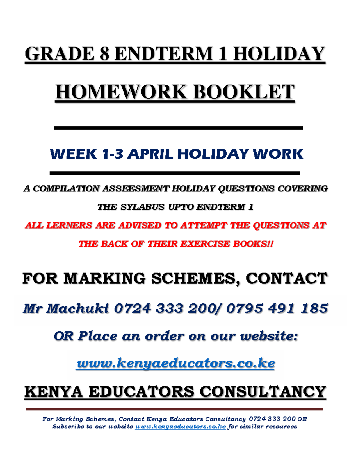 Grade 8 Agriculture & Nutrition Endterm 1 Holiday Assignment - Studocu