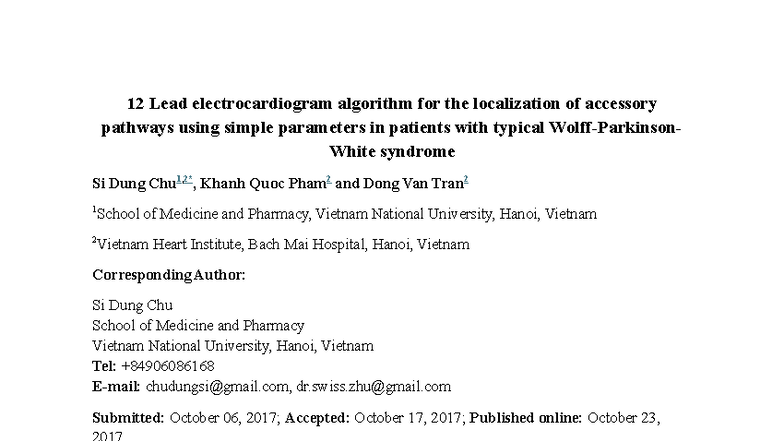 12 Lead ECG Algorithm for Accessory Pathway Localization in WPW ...