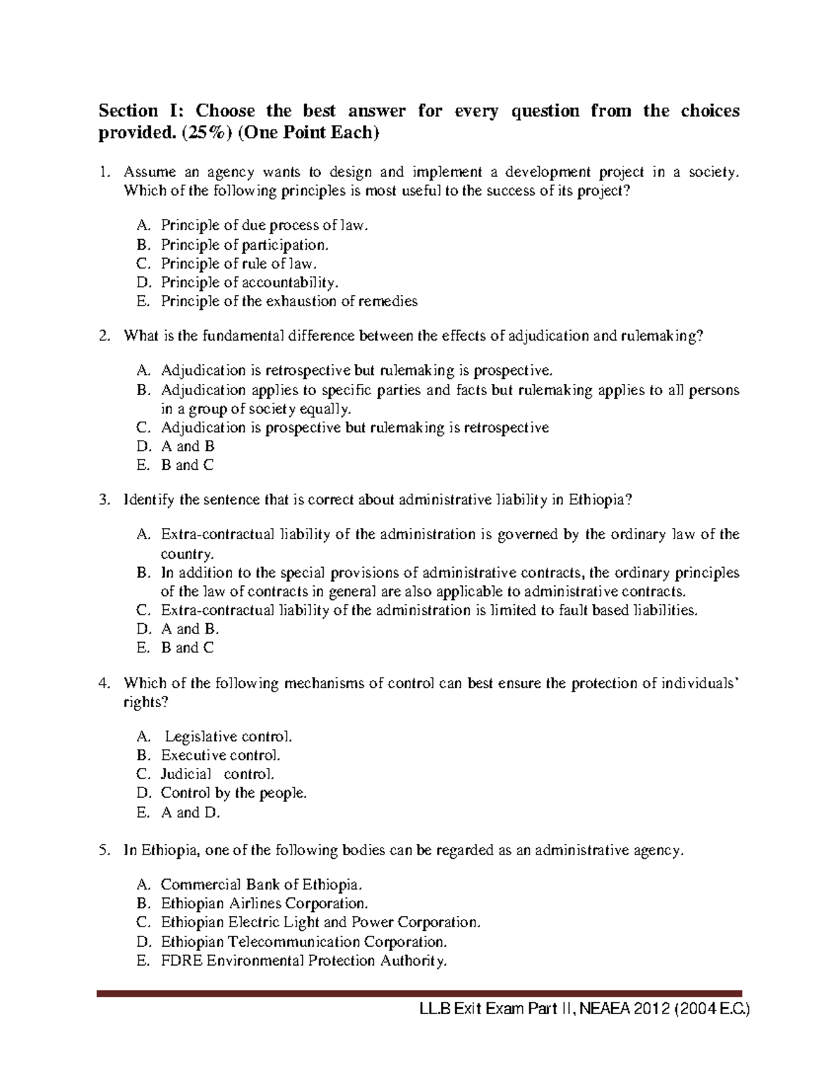 LL.B Exit Exam Part II - Final Examination Helper - Studocu