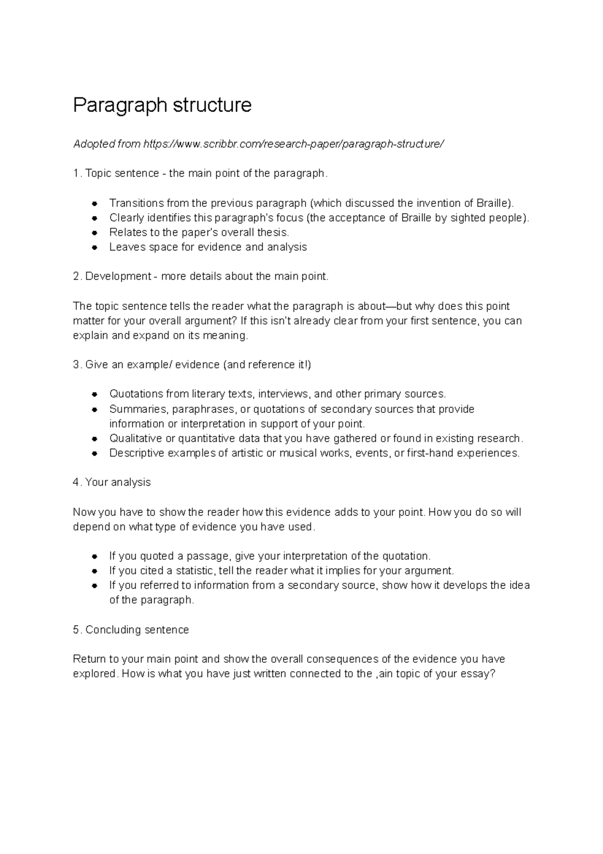 Paragraph Structure Guide for Writing: Key Elements to Include - Studocu