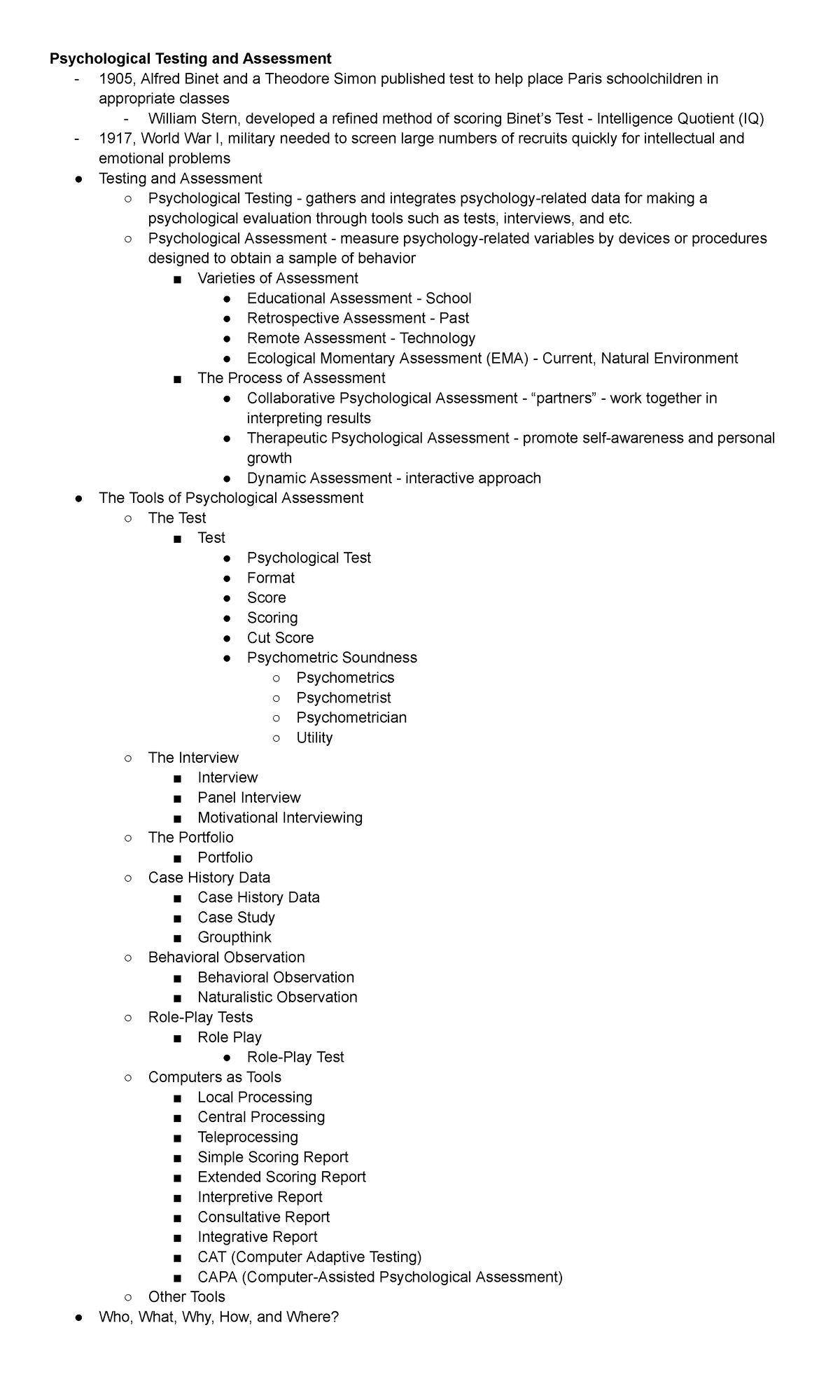 Psych Assess Outline - Psychological Testing and Assessment - 1905 ...