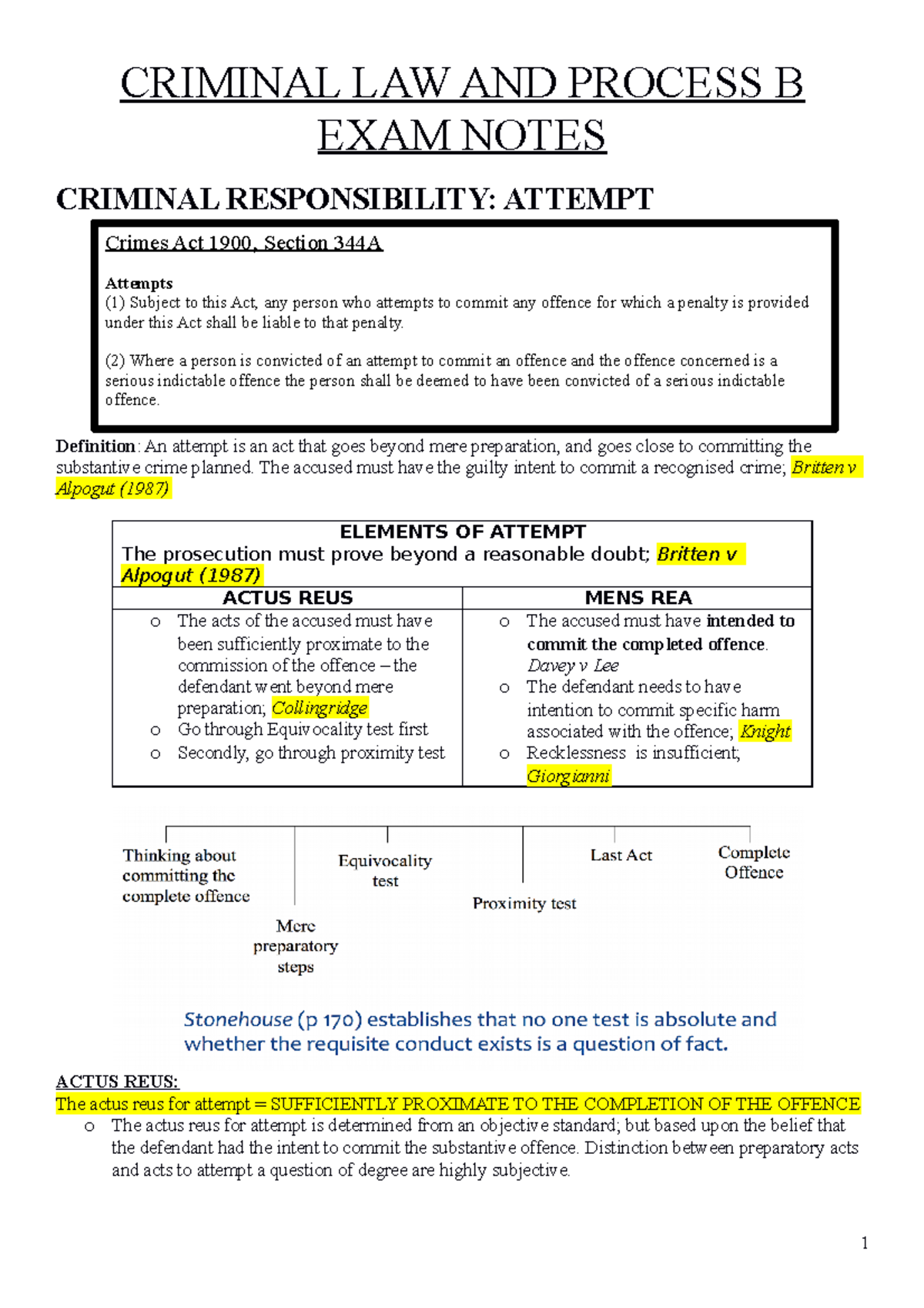 Criminal LAW AND Process B EXAM Summary Notes on Key Concepts - Studocu