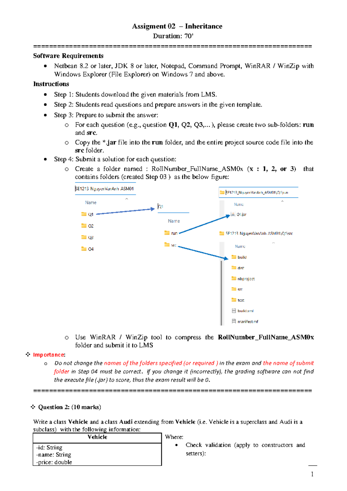ASM 02 - Assignment 2 thầy Lê Nhật Tùng - Assigment 02 – Inheritance ...