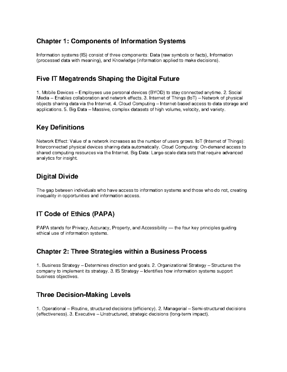IS Concepts and Strategies: Overview of Information Systems Components ...