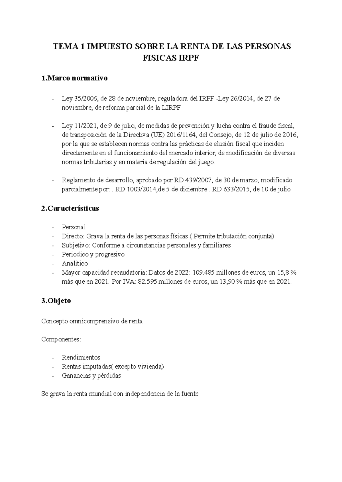 TEMA 1: IMPUESTO SOBRE LA RENTA DE LAS PERSONAS FÍSICAS (IRPF) - Marco ...
