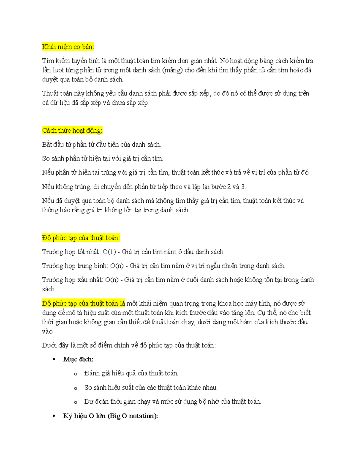 Linear Search Algorithm Overview - CS101 - Studocu