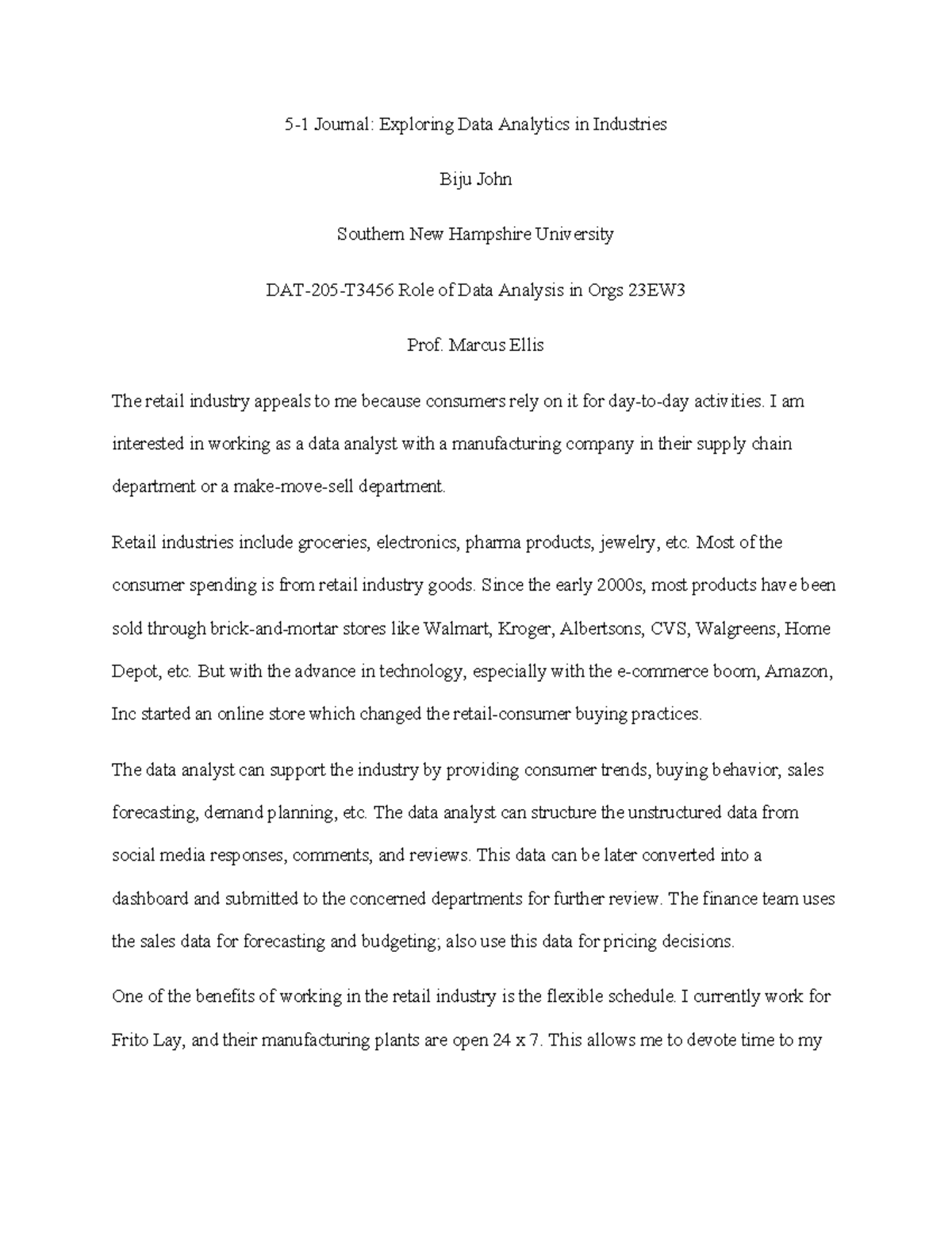 DAT-205-T3456 Journal: Role of Data Analytics in Retail Industries ...