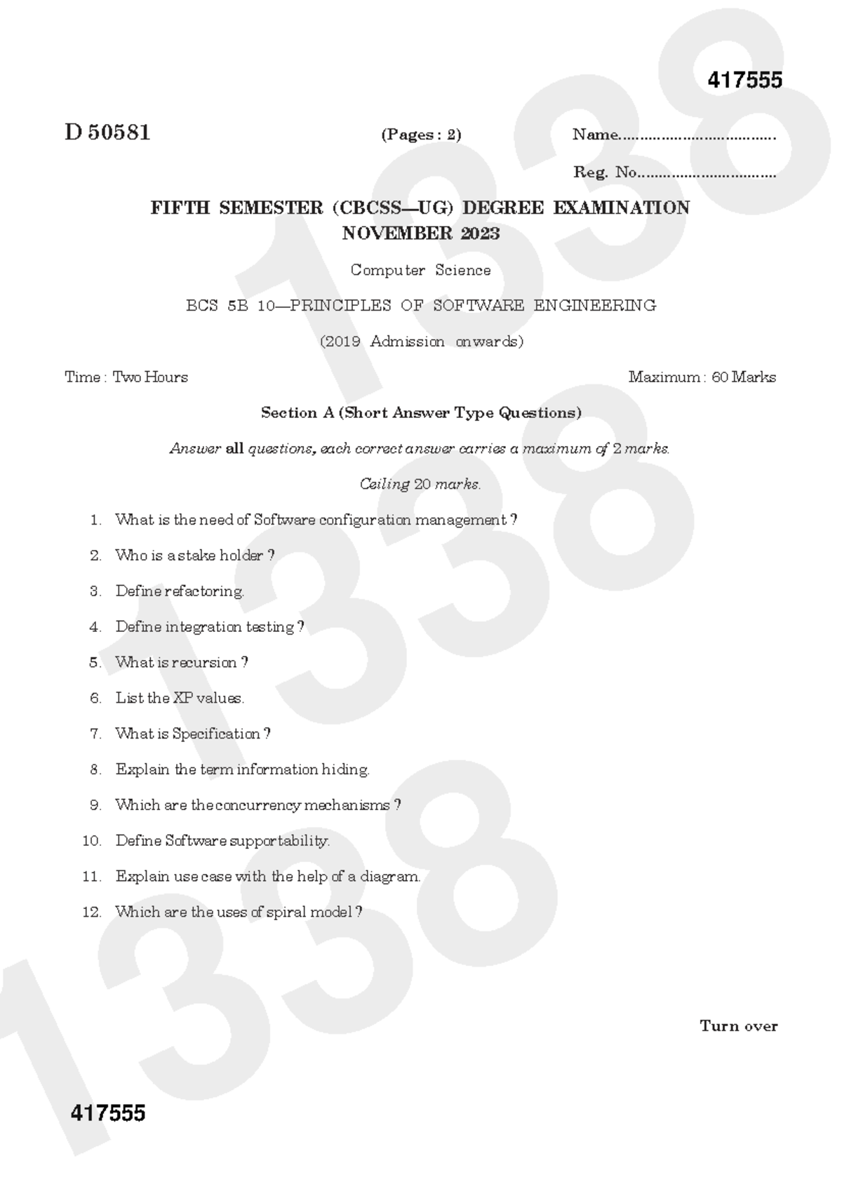 BCS 5B Software Engineering Principles - Fifth Semester Exam Nov 2023 ...